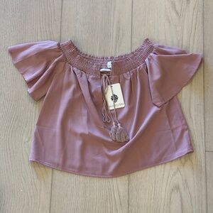 Morning Mist Dusty Mauve Crop Blouse - 8